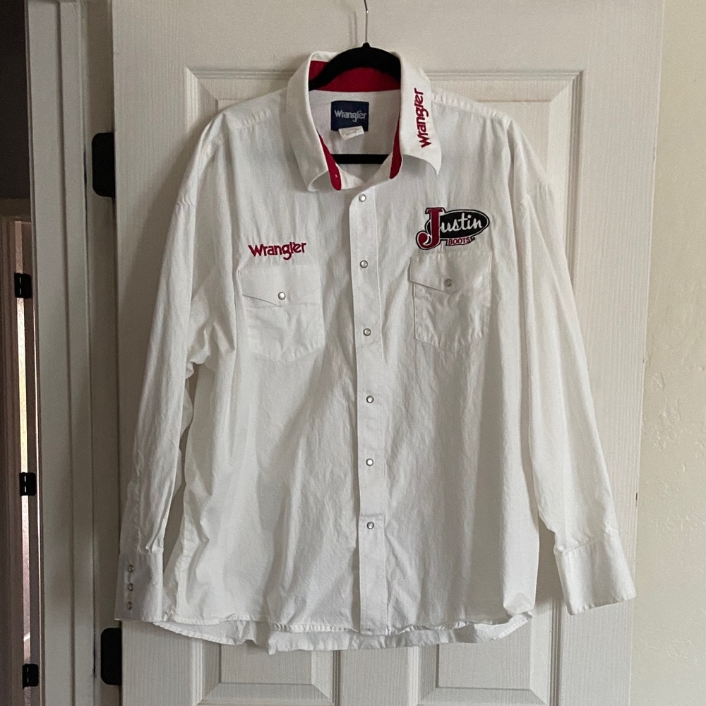 Wrangler Western White Shirt with Red Details